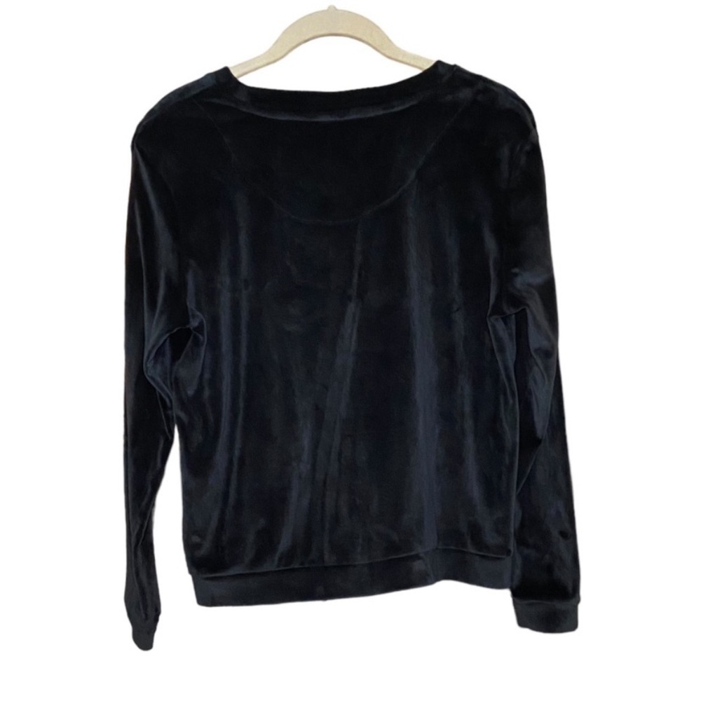 Juicy Couture Black Velour Lounge Set M Y2K Rhinestone Logo Tracksuit Cozy Glam - Picture 5 of 9